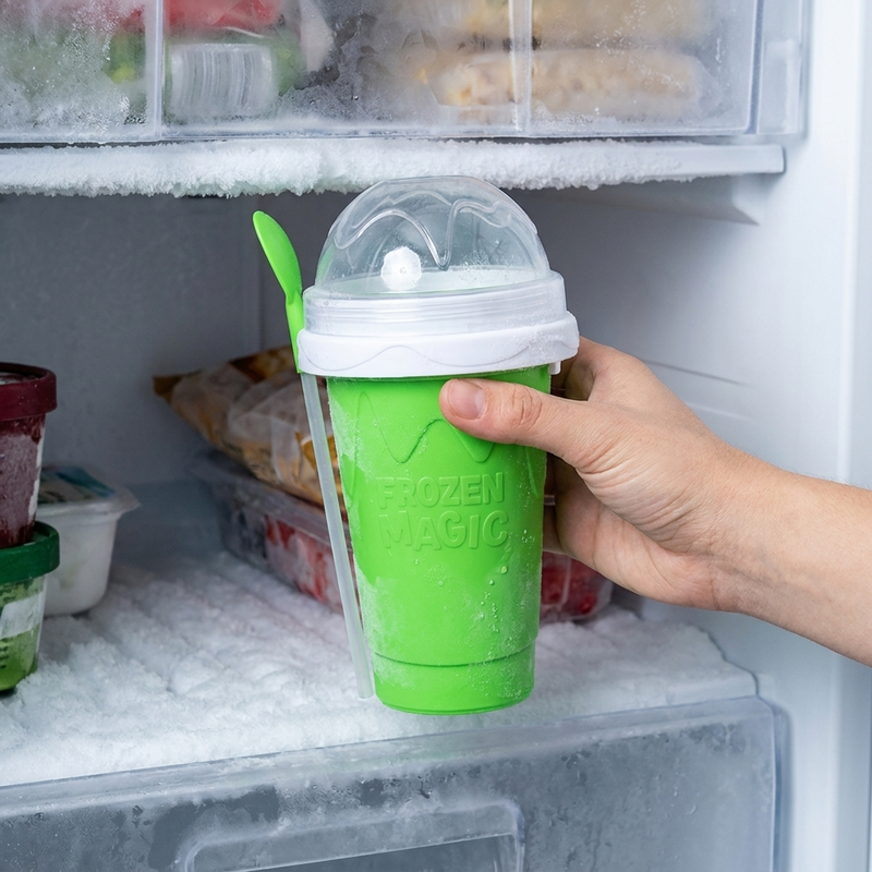 Rinsing the Slushy Cup by hand at the sink before putting it back in the freezer